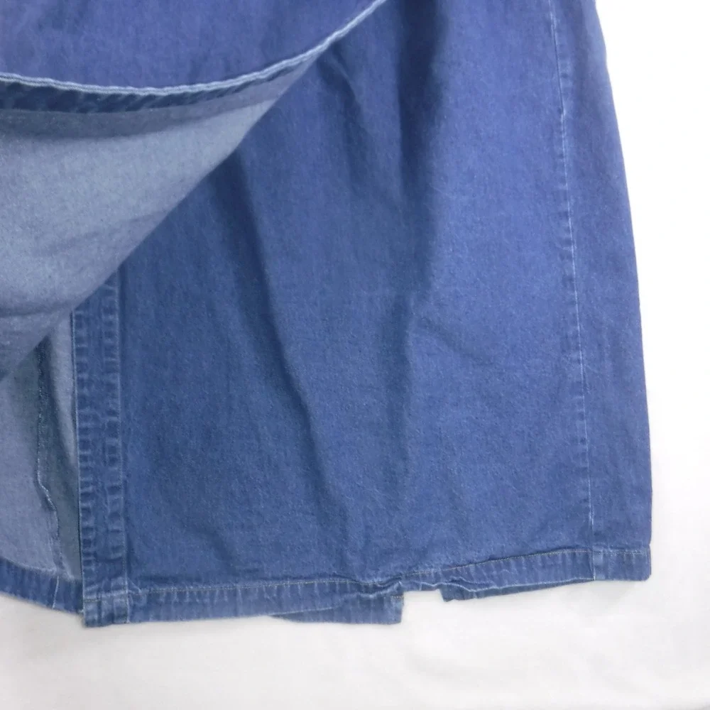VTG Original TY Wear Denim Wrap Skirt Women 20W Blue Midi Buffalo Nickel Buttons - Picture 4 of 9